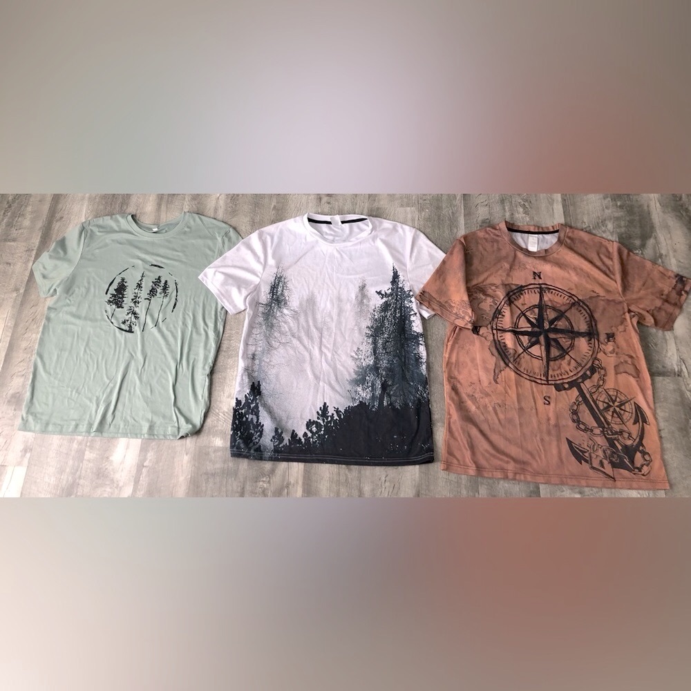 Outdoor Lightweight Polyester Graphic T-Shirts Trees & Compass Wilderness